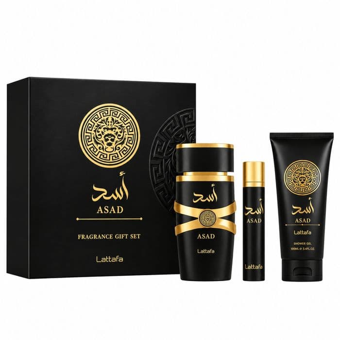 Kit Lattafa Asad: Eau de Parfum 100ml + 12ml + Shower Gel 100ml — foto 5 de 5